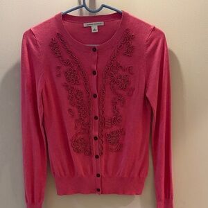 Banana Republic Fuchsia Embroidered Cardigan